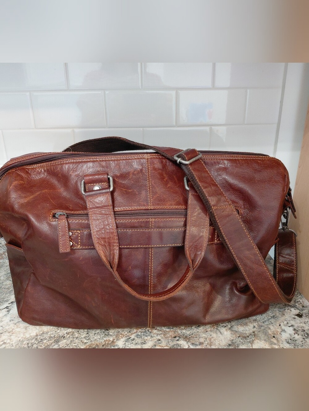 Jack Georges Men's Voyager Hand-Stained Buffalo Leather Cabin Duffle Bag